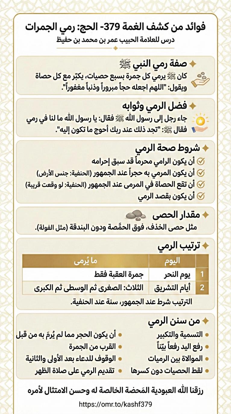 فوائد من كشف الغمة 379- الحج: رمي الجمرات